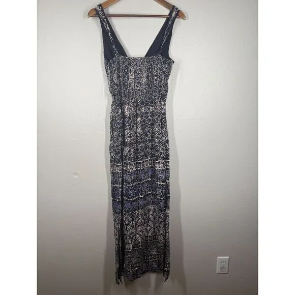 Angie Blue White Babydoll Maxi Dress Womens Sz S Boho Beachy Vacation Cruise - Picture 5 of 9